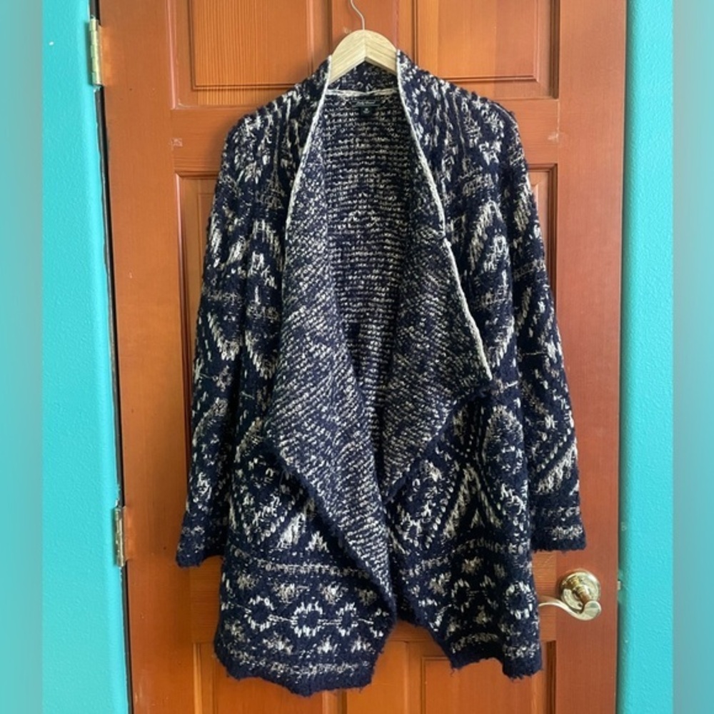 Lucky Brand Aztec open drape knit cardigan sweater